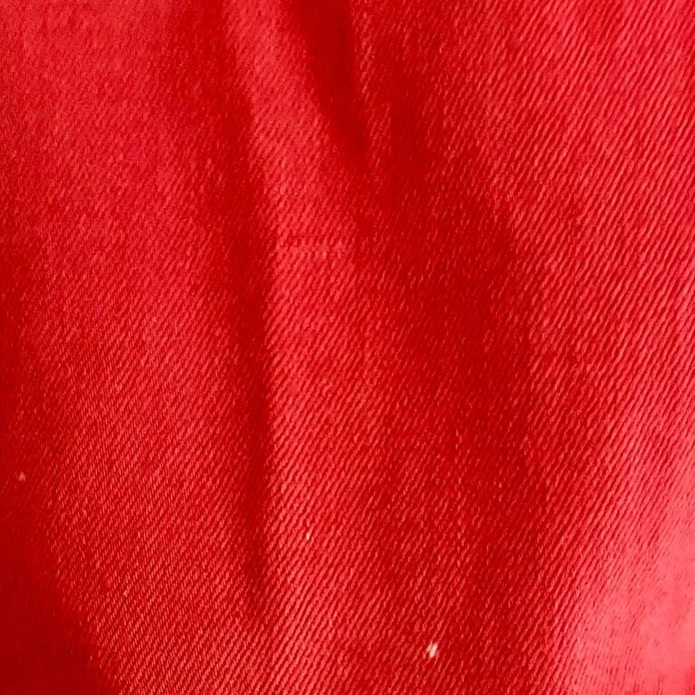 Chaps Sz 8 Faded Red Capri Jeans Distressed Bleach Splashes Grunge Summer VTG